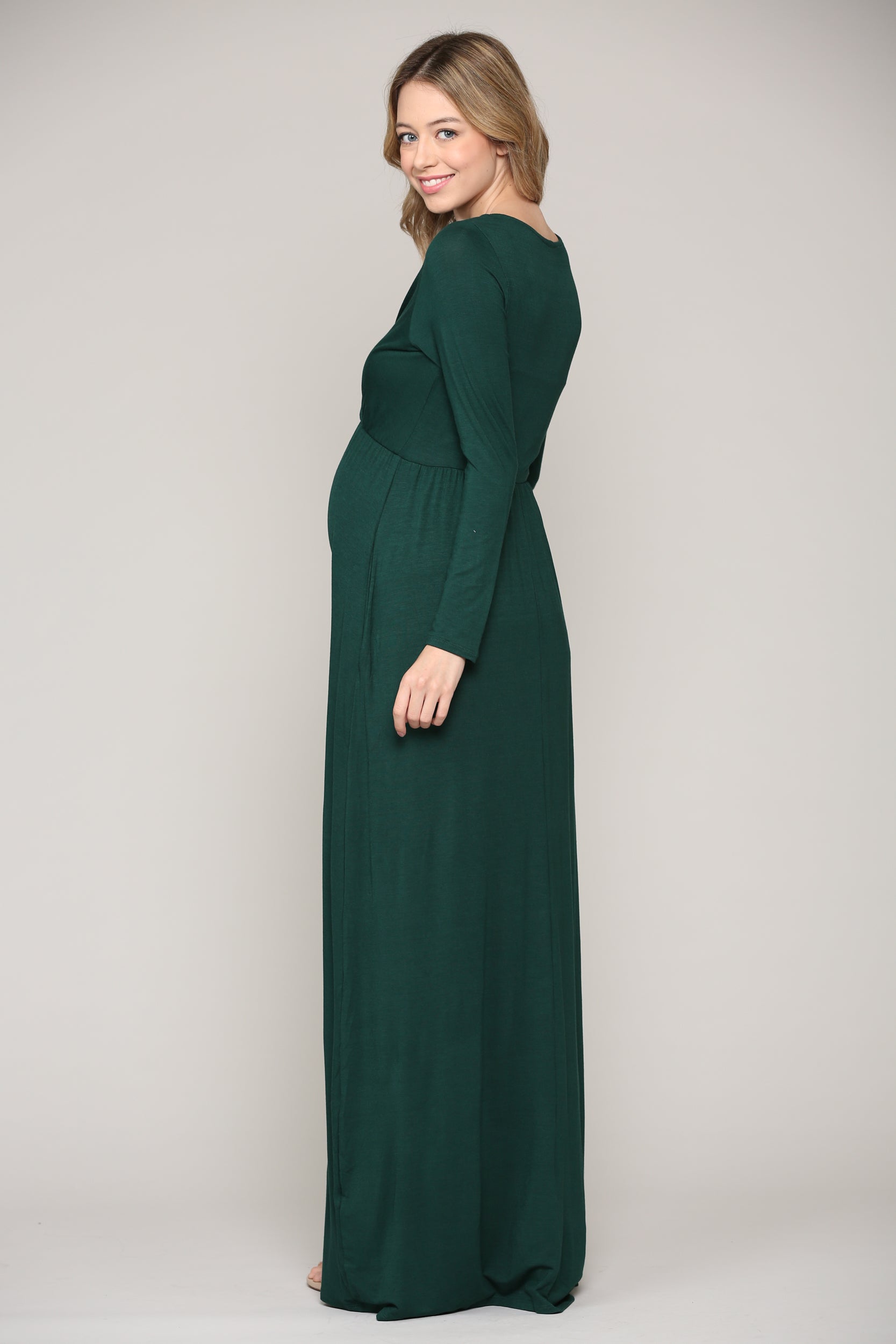 Long Sleeve Maternity/Nursing Maxi Dress